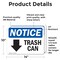 Signmission Trash Can (Down Arrow) Sign With Symbol, 14 in W x Rectangle, Vinyl Decal OS-2PACK-NS-D-1014-L-18722 - alternate 2
